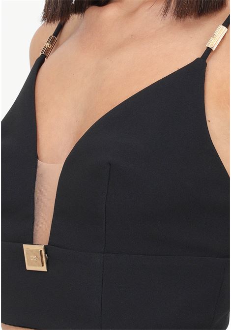 Top elegante nero da donna con placca logata ELISABETTA FRANCHI | Top | TO01036E2110