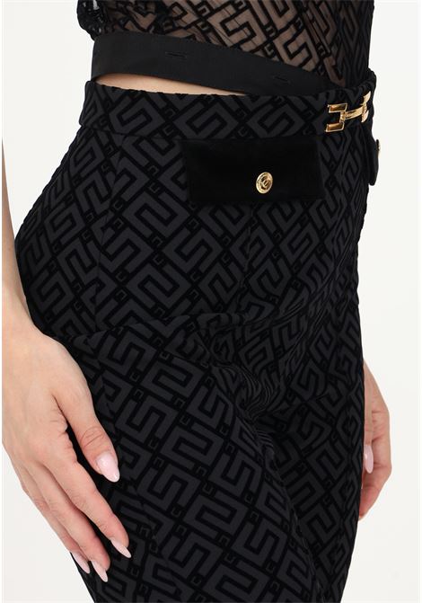 Black one piece jumpsuit for woman in crepe and flock tulle ELISABETTA FRANCHI | Suit | TU00636E2110