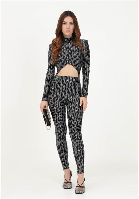 Black one piece suit for women with logo pattern ELISABETTA FRANCHI | Suit | TU01136E2685