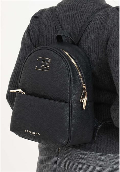 Black shoulder backpack with initial logo for women Ermanno scervino | Backpacks | 12401615293