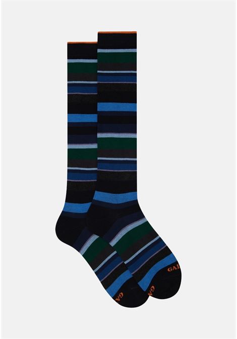 Long ribbed men's socks with orange edges and logo GALLO | Socks | AP10341330378
