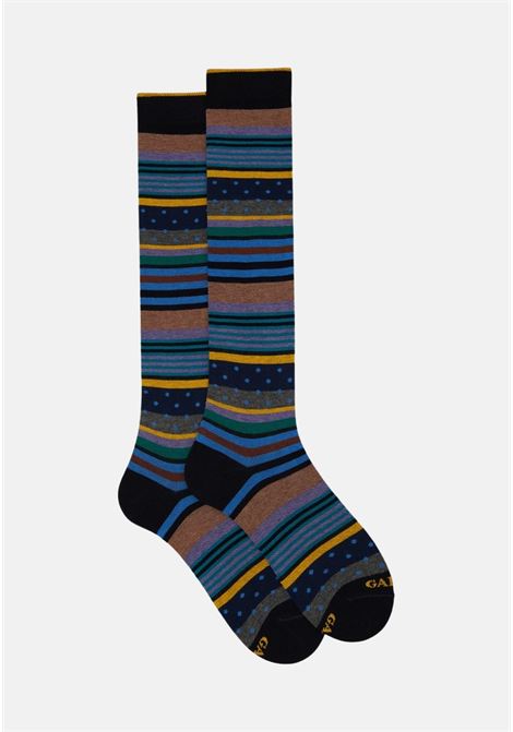 Long socks for men with a royal blue pattern GALLO | Socks | AP51239310718