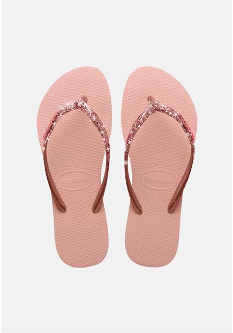 Pink Slim Glitter women's flip flops HAVAIANAS | Flip flops | 41469753606
