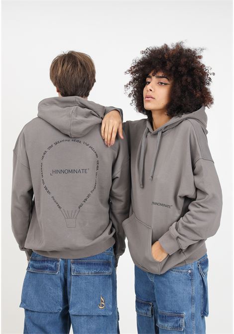 Mud gray hooded sweatshirt with contrasting logo HINNOMINATE | Hoodie | HNM237 ST.GRIGIO FANGO