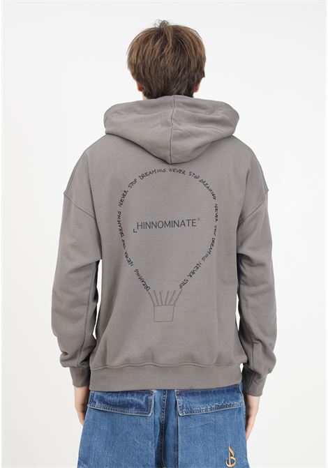 Mud gray hooded sweatshirt with contrasting logo HINNOMINATE | Hoodie | HNM237 ST.GRIGIO FANGO