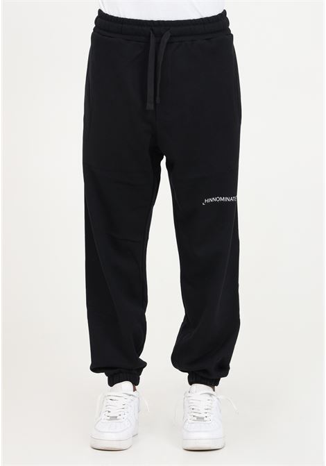 Black fleece men's trousers with contrasting logo HINNOMINATE | Pants | HNM241NERO