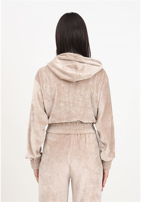 Women's sweatshirt in soft velvety fabric with cropped hood HINNOMINATE | HNW1033NOCCIOLA