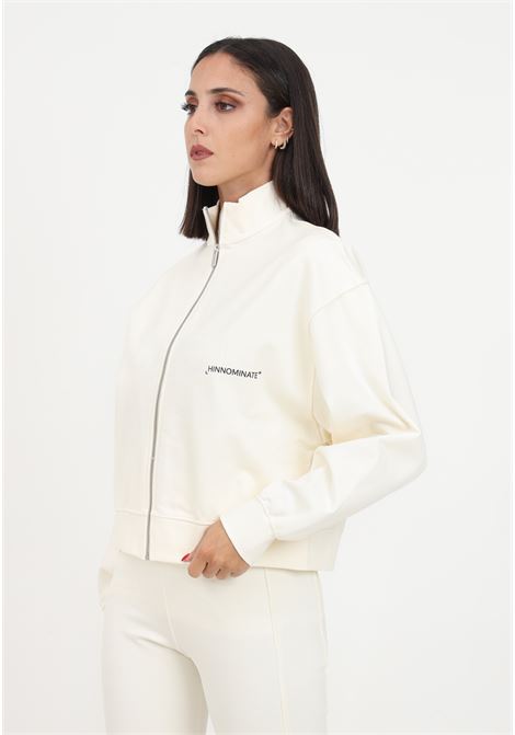 Butter white zip-up sweatshirt in technical fabric for women HINNOMINATE | Hoodie | HNW1219BIANCO BURRO
