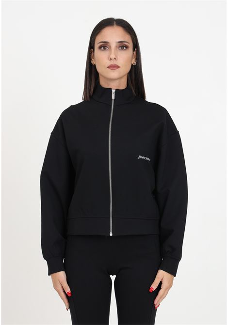 Black zip-up sweatshirt in technical fabric for women HINNOMINATE | Hoodie | HNW1219NERO