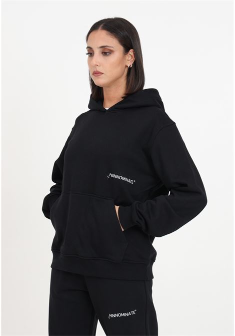 Black women's hooded sweatshirt with contrasting logo HINNOMINATE | Hoodie | HNW901NERO