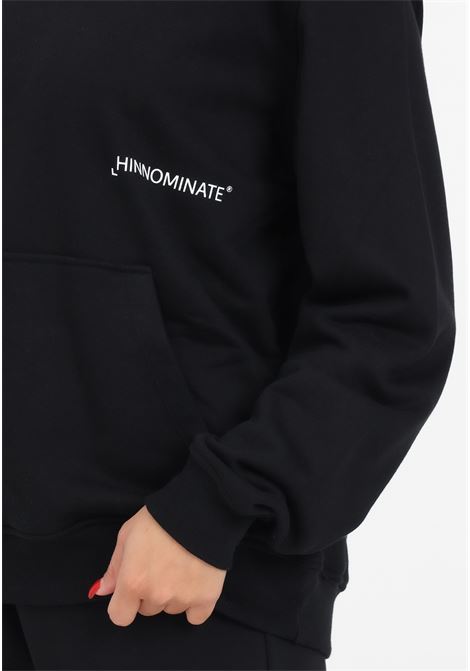 Black women's hooded sweatshirt with contrasting logo HINNOMINATE | Hoodie | HNW901NERO