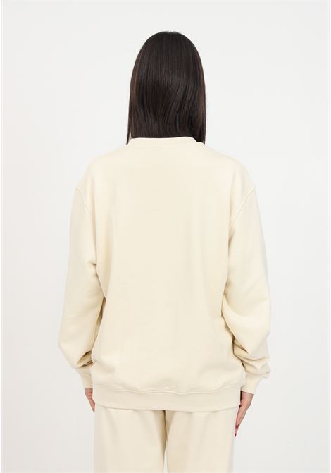 Butter-colored crewneck sweatshirt for women with brand logo HINNOMINATE | Hoodie | HNW902BURRO