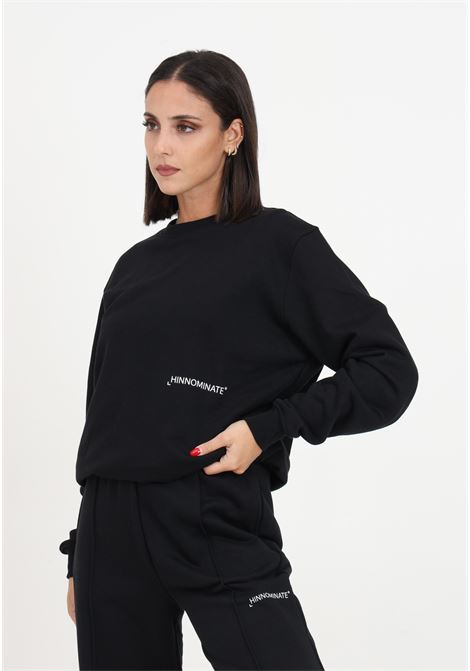 Black crew neck sweatshirt with women's logo HINNOMINATE | HNW902NERO