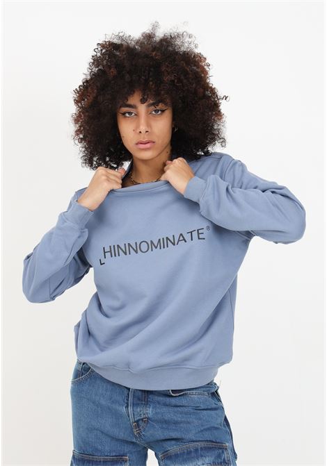 Air force blue women's crewneck sweatshirt with contrasting logo HINNOMINATE | Hoodie | HNW951AVIO