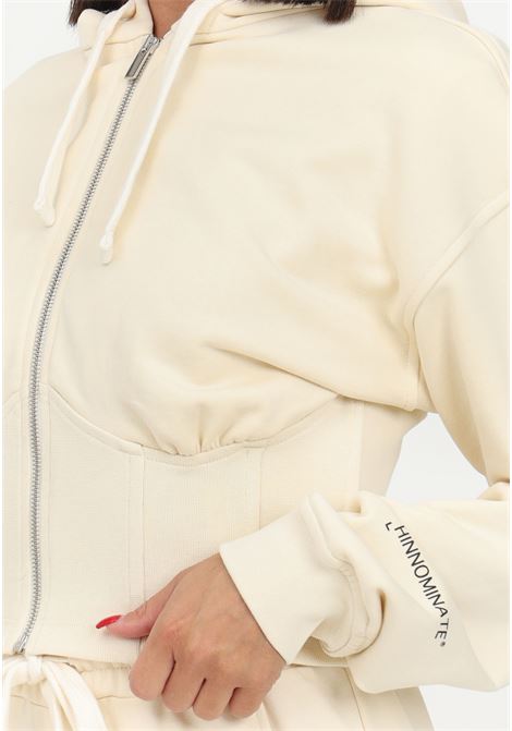 Butter colored hooded sweatshirt for women HINNOMINATE | HNW970BIANCO BURRO