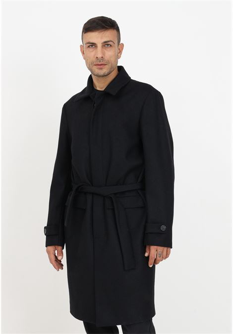 Single-breasted black coat for men I'M BRIAN | Coat | CP2641009