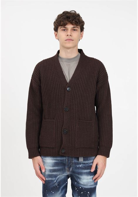 Brown cardigan with pockets for men I'M BRIAN | Cardigan | MA2610020