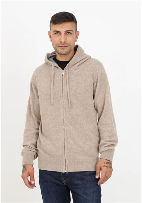 Beige sweatshirt with zip and hood for men I'M BRIAN | Hoodie | MA26210025