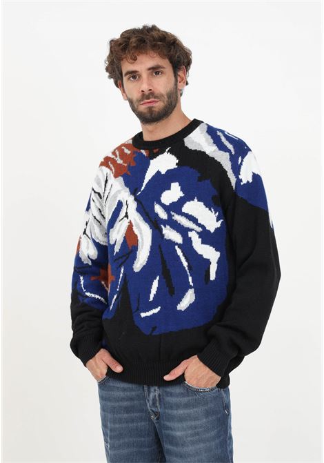 Black abstract pattern sweater for men I'M BRIAN | Knitwear | MA26230028