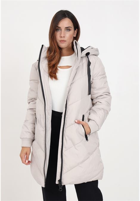 Beige women's parka puffer jacket with hood JDY | Jackets | 15207784CHATEAU GRAY