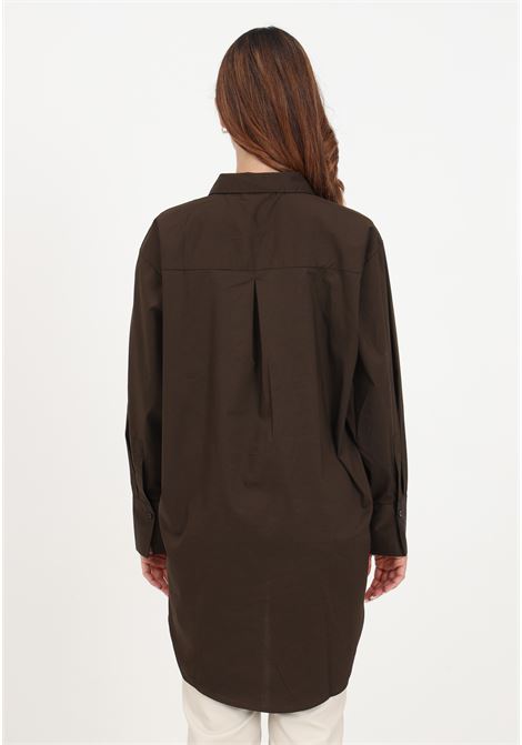 Brown casual shirt for women with long cut JDY | Shirt | 15233486DEMITASSE
