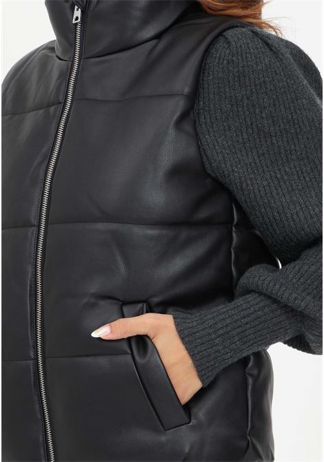 Women's black leather-like sleeveless vest with zip. JDY | Jackets | 15238350BLACK