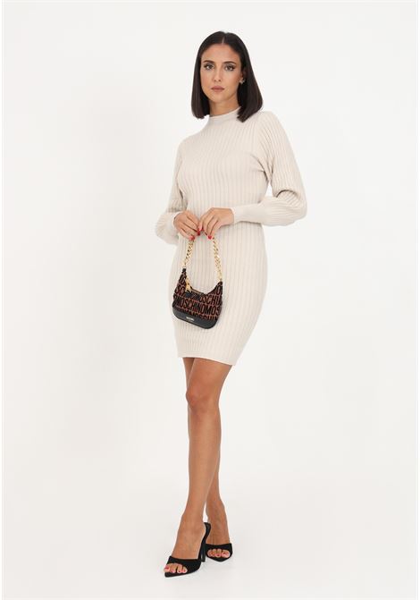 Beige knit midi dress with voluminous sleeves for women JDY | Dresses | 15271590CEMENT