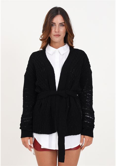 Black long-sleeved cardigan with tone-on-tone waistband. JDY | Cardigan | 15297667BLACK