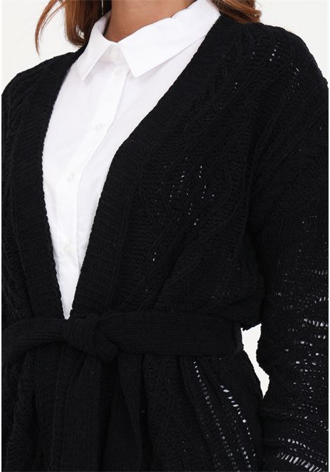 Black long-sleeved cardigan with tone-on-tone waistband. JDY | Cardigan | 15297667BLACK