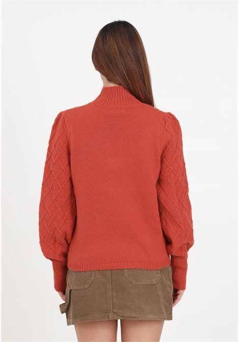 Brick-colored knitted turtleneck sweater for women JDY | Knitwear | 15300330BURNT BRICK