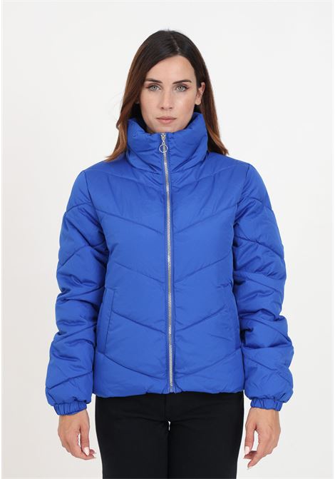 Electric blue short down jacket with high collar JDY | Jackets | 15305656SURF THE WEB