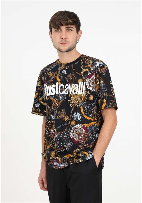 Baroque graphic print t-shirt for men JUST CAVALLI | T-shirt | 75OAH6R3JS236899
