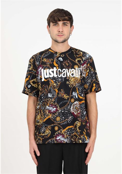 T-shirt con stampa grafica barocco da uomo JUST CAVALLI | T-shirt | 75OAH6R3JS236899
