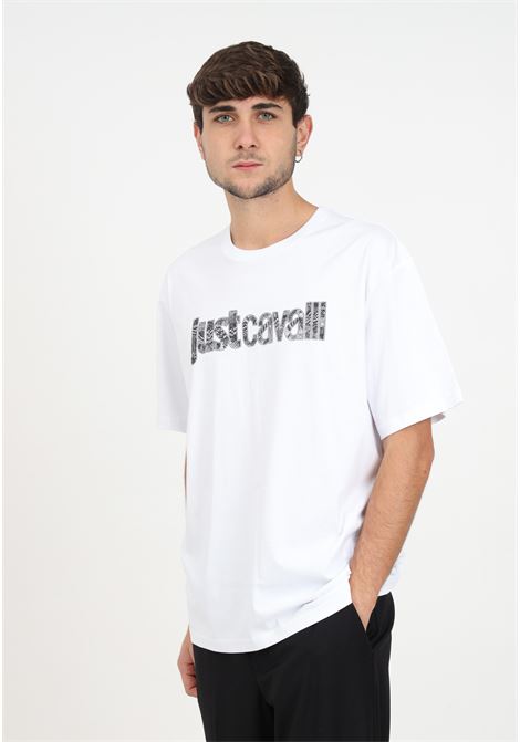 White t-shirt with logo print for men JUST CAVALLI | T-shirt | 75OAHG05CJ300003