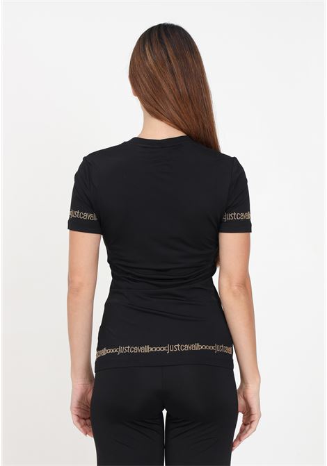Black T-shirt with rhinestones for women JUST CAVALLI | T-shirt | 75PAH611J0072899
