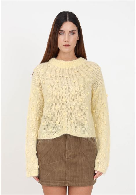Yellow crop sweater with applications for women KONTATTO | Knitwear | 3M1067GIALLINO