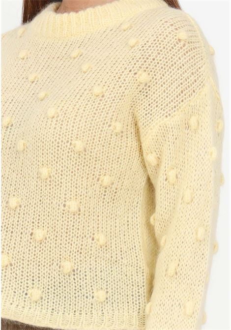 Yellow crop sweater with applications for women KONTATTO | Knitwear | 3M1067GIALLINO
