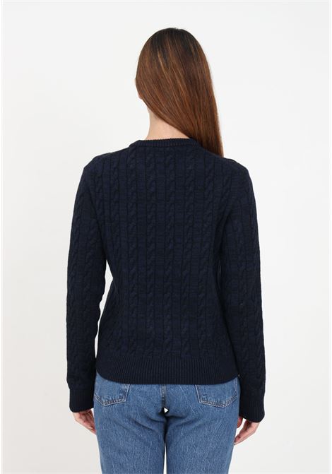 Blue wool/cotton blend cable-knit sweater for women LACOSTE | Knitwear | AF0633L6L