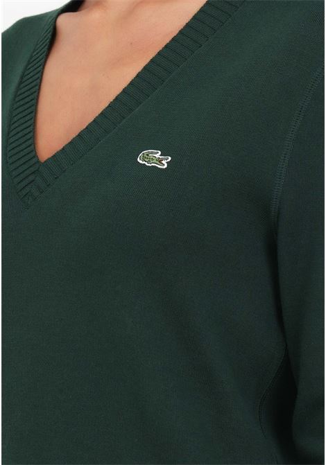 Green women's sweater with logo patch LACOSTE | Knitwear | AF3324YZP
