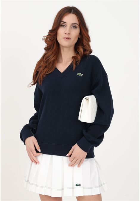 Women's blue long-sleeved sweater with crocodile patch LACOSTE | Knitwear | AF5622166