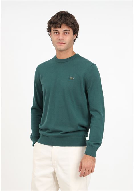 Green pullover with men's logo LACOSTE | Knitwear | AH1985YZP