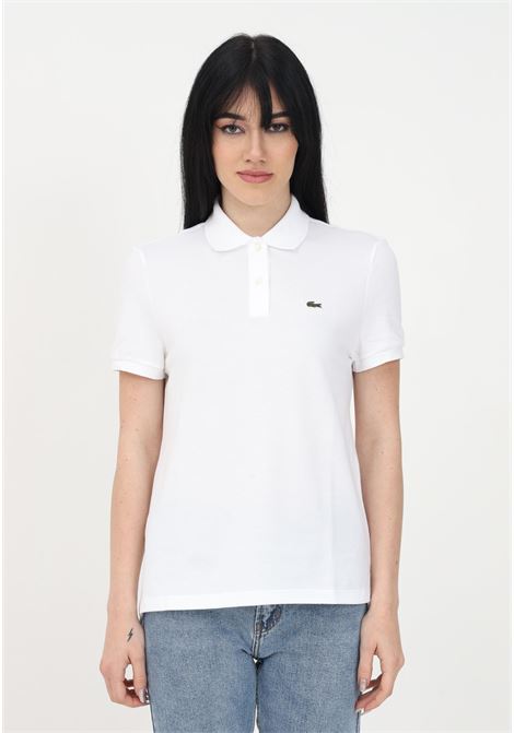 White women's polo shirt with crocodile patch LACOSTE | Polo | PF7839001
