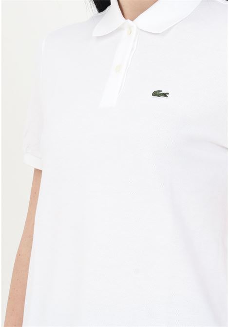 White women's polo shirt with crocodile patch LACOSTE | Polo | PF7839001