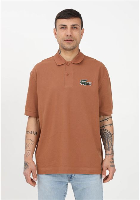 Brown polo shirt for men and women with crocodile embroidered on the chest LACOSTE | Polo | PH3922LFA