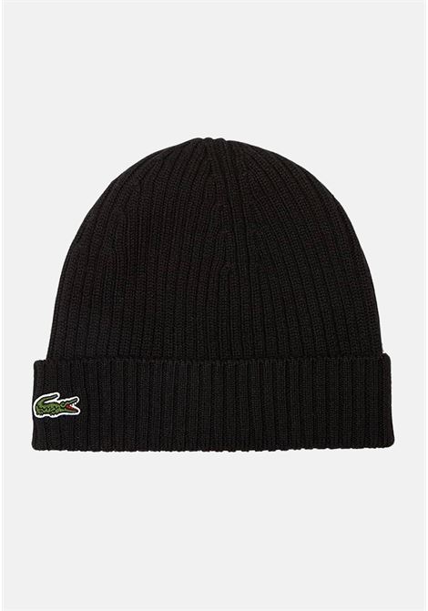 Black wool hat for men and women with crocodile patch LACOSTE | Hats | RB0001031