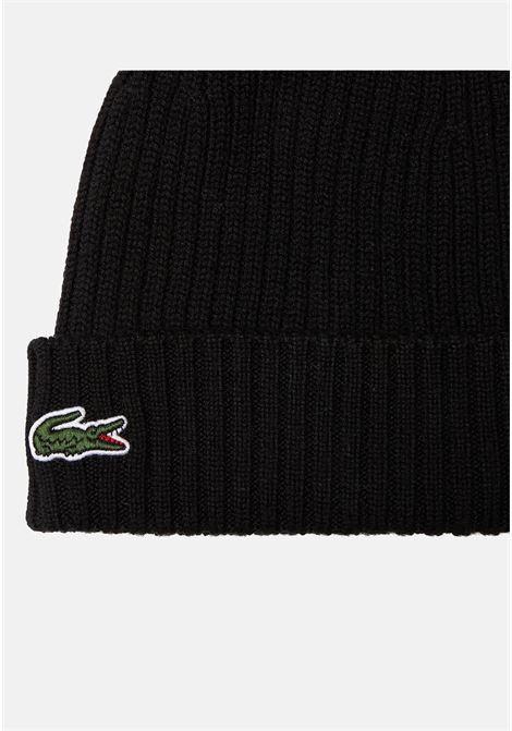 Cappello in lana nero per uomo e donna con patch coccodrillo LACOSTE | Cappelli | RB0001031