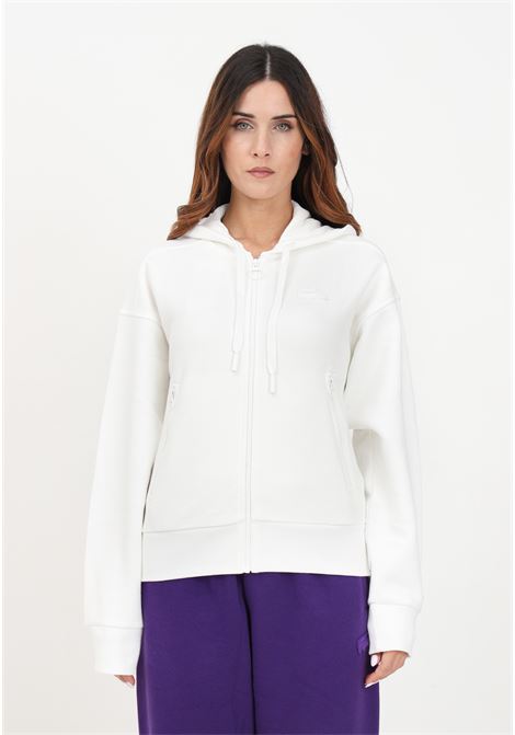 White sweatshirt with hood and logo for women LACOSTE | Hoodie | SF187770V
