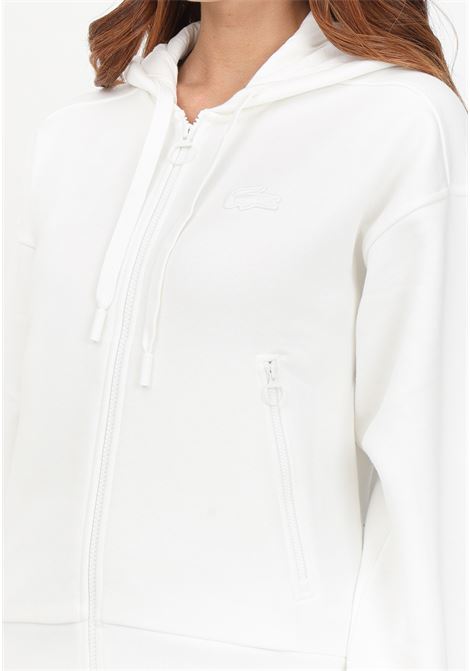 White sweatshirt with hood and logo for women LACOSTE | Hoodie | SF187770V