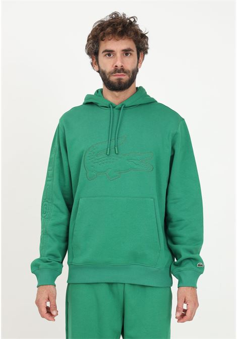 Green sweatshirt with tone-on-tone logo for men LACOSTE | Hoodie | SH2105CNQ