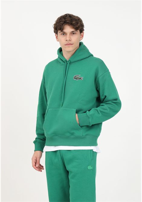 Green sweatshirt with hood and logo for men LACOSTE | Hoodie | SH6404CNQ